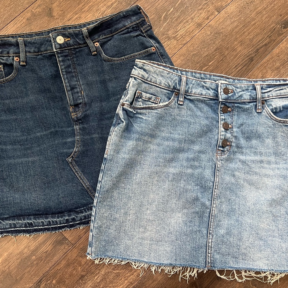 Denim Skirt Set -‎ Dark Blue and Light Blue